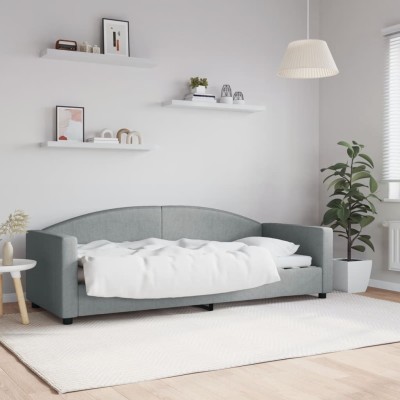Sofá cama sin colchón tela gris claro 80x200 cm