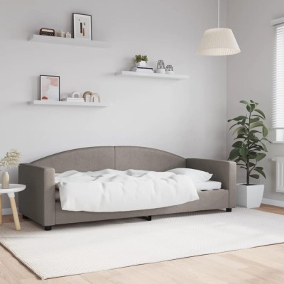 Sofá cama sin colchón tela gris taupe 80x200 cm