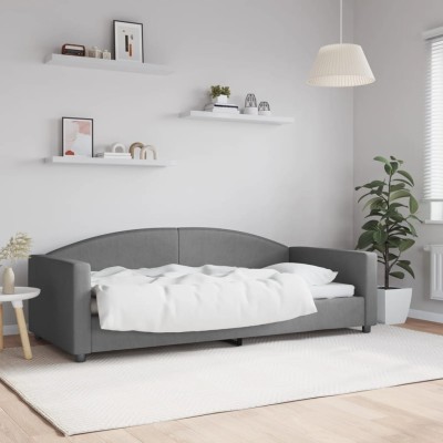 Sofá cama sin colchón tela gris oscuro 90x200 cm