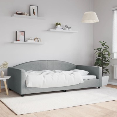 Sofá cama sin colchón tela gris claro 100x200 cm