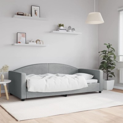 Sofá cama sin colchón tela gris claro 90x190 cm