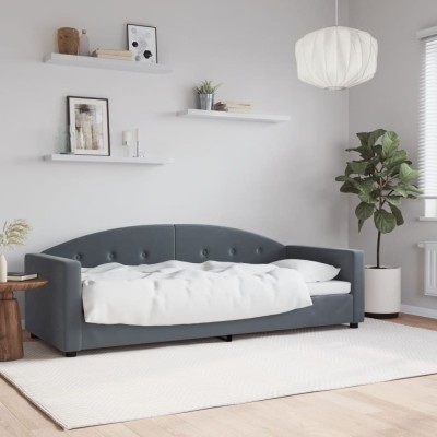 Sofá cama terciopelo gris oscuro 80x200 cm