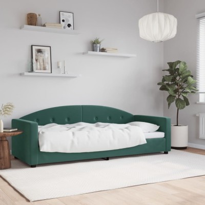 Sofá cama sin colchón terciopelo verde oscuro 80x200 cm