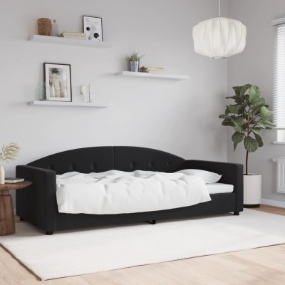 Sofá cama sin colchón terciopelo negro 90x200 cm