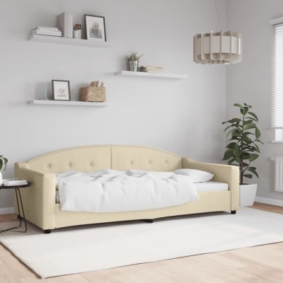Sofá cama sin colchón tela crema 90x200 cm