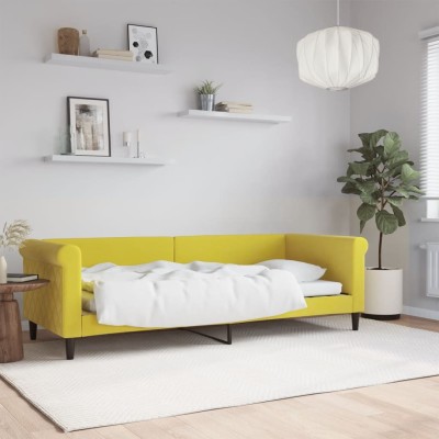 Sofá cama sin colchón terciopelo amarillo 80x200 cm
