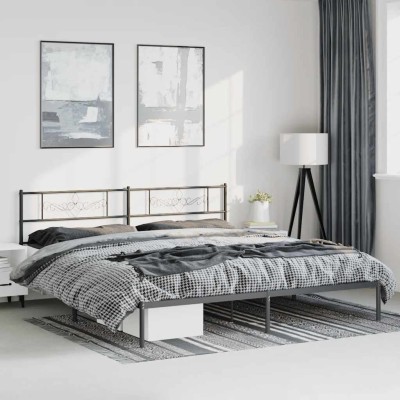 Estructura cama sin colchón con cabecero metal negro 193x203 cm