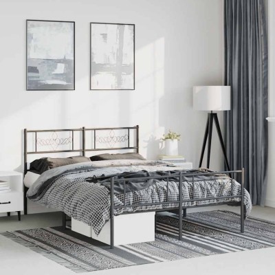 Estructura cama sin colchón con estribo metal negro 135x190 cm