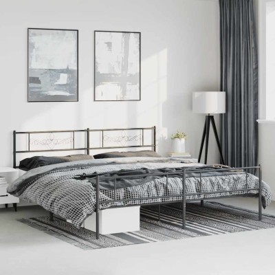 Estructura cama sin colchón con estribo metal negro 193x203 cm