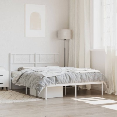 Estructura cama sin colchón con cabecero metal blanco 140x200cm