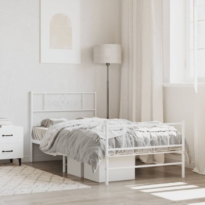 Estructura cama sin colchón con estribo metal blanco 75x190 cm