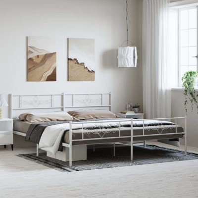 Estructura cama sin colchón con estribo metal blanco 183x213 cm