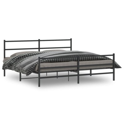 Estructura cama sin colchón con estribo metal negro 183x213 cm