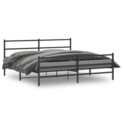 Estructura cama sin colchón con estribo metal negro 193x203 cm