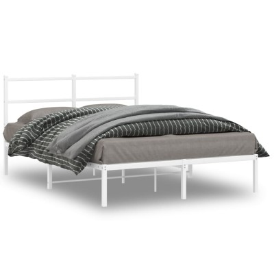 Estructura cama sin colchón con cabecero metal blanco 135x190cm