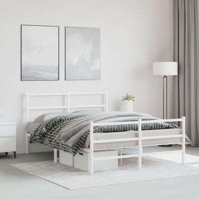 Estructura cama sin colchón con estribo metal blanco 140x190 cm