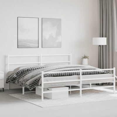 Estructura cama sin colchón con estribo metal blanco 183x213 cm