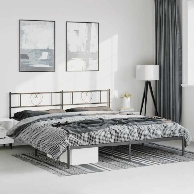 Estructura cama sin colchón con cabecero metal negro 183x213 cm