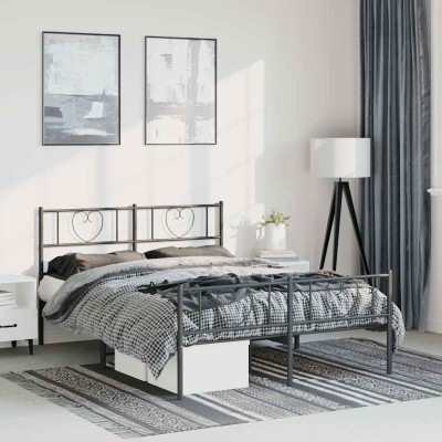 Estructura cama sin colchón con estribo metal negro 150x200 cm