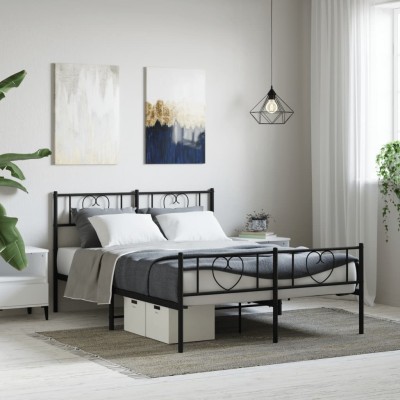 Estructura cama sin colchón con estribo metal negro 160x200 cm