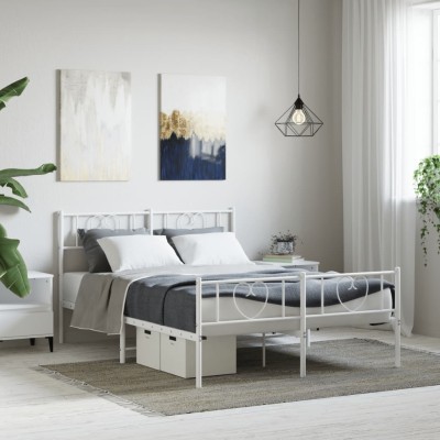 Estructura cama sin colchón con estribo metal blanco 120x190 cm