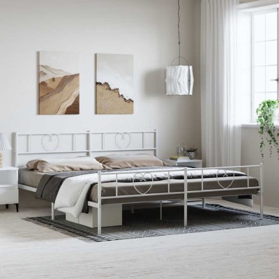 Estructura cama sin colchón con estribo metal blanco 193x203 cm