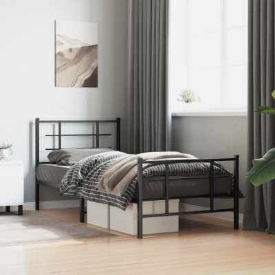 Estructura cama sin colchón con estribo metal negro 90x200 cm