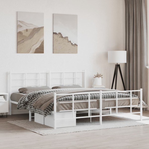 Estructura cama sin colchón con estribo metal blanco 183x213 cm