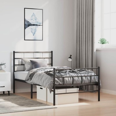 Estructura cama sin colchón con estribo metal negro 100x200 cm