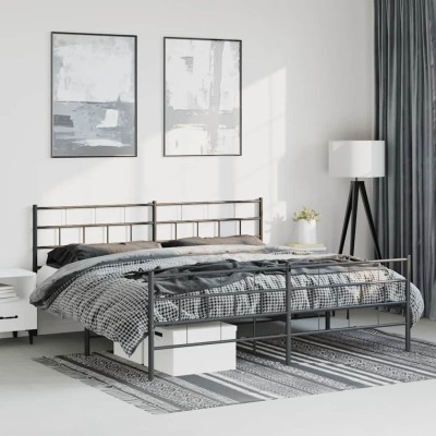 Estructura cama sin colchón con estribo metal negro 193x203 cm