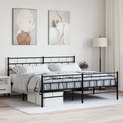 Estructura cama sin colchón con estribo metal negro 200x200 cm