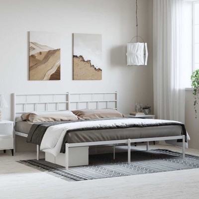 Estructura cama sin colchón con cabecero metal blanco 183x213cm