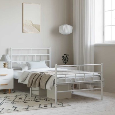 Estructura cama sin colchón con estribo metal blanco 100x200 cm