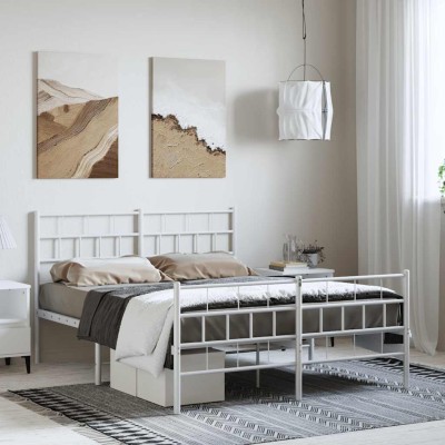 Estructura cama sin colchón con estribo metal blanco 135x190 cm