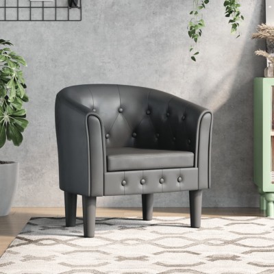 Sillón cuero sintético gris