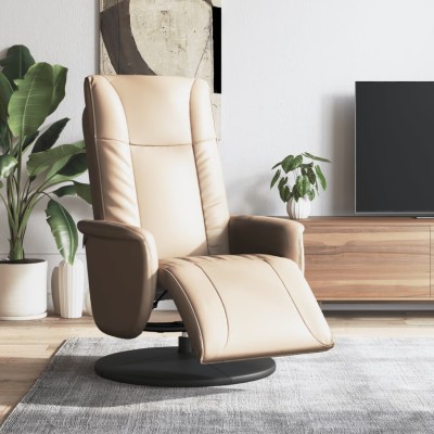 Sillón reclinable con reposapiés cuero sintético capuchino