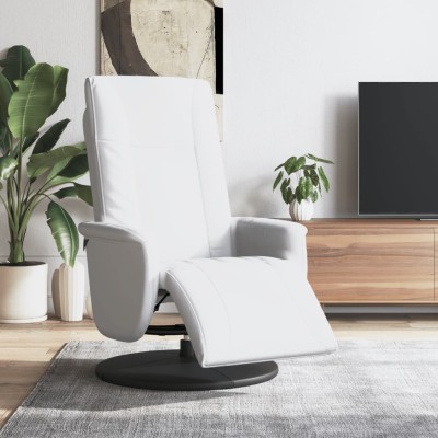 Sillón reclinable con reposapiés cuero sintético blanco