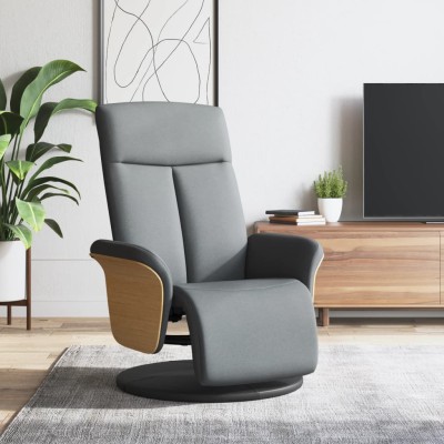 Sillón reclinable con reposapiés tela gris claro