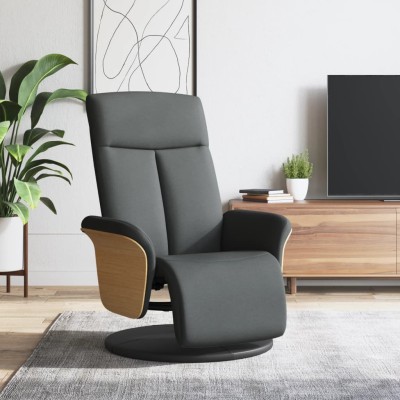 Sillón reclinable con reposapiés tela gris oscuro