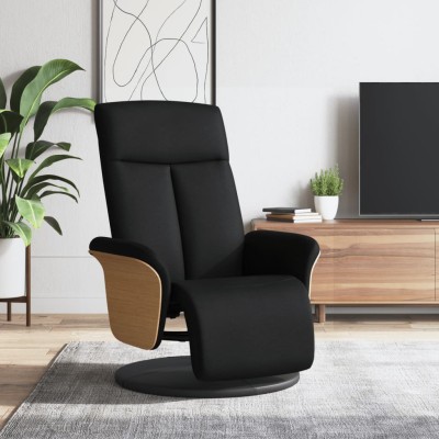 Sillón reclinable con reposapiés tela negra