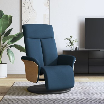 Sillón reclinable con reposapiés tela azul