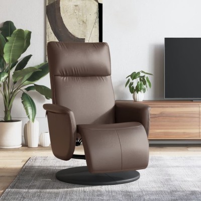 Sillón reclinable con reposapiés cuero sintético marrón
