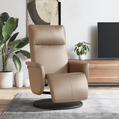 Sillón reclinable con reposapiés cuero sintético capuchino