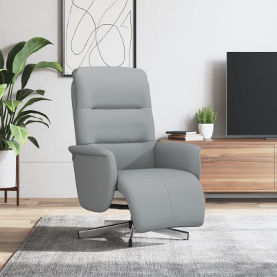 Sillón reclinable con reposapiés tela gris claro