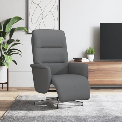 Sillón reclinable con reposapiés tela gris oscuro