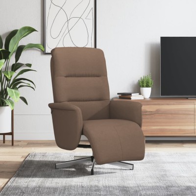 Sillón reclinable con reposapiés tela marrón