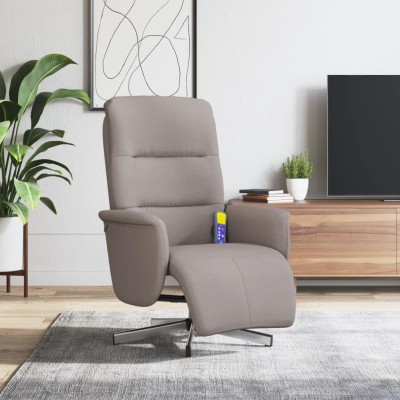 Sillón reclinable de masaje con reposapiés tela gris taupe