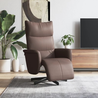 Sillón reclinable con reposapiés cuero sintético marrón
