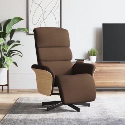 Sillón reclinable con reposapiés tela marrón