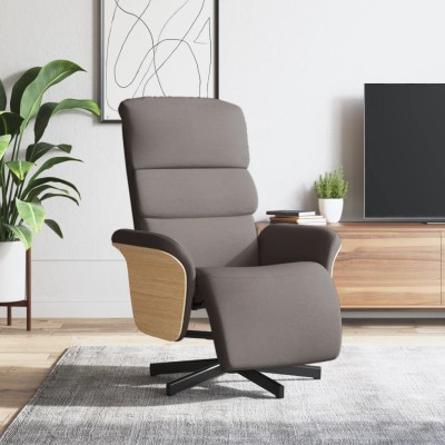 Sillón reclinable con reposapiés tela gris taupe